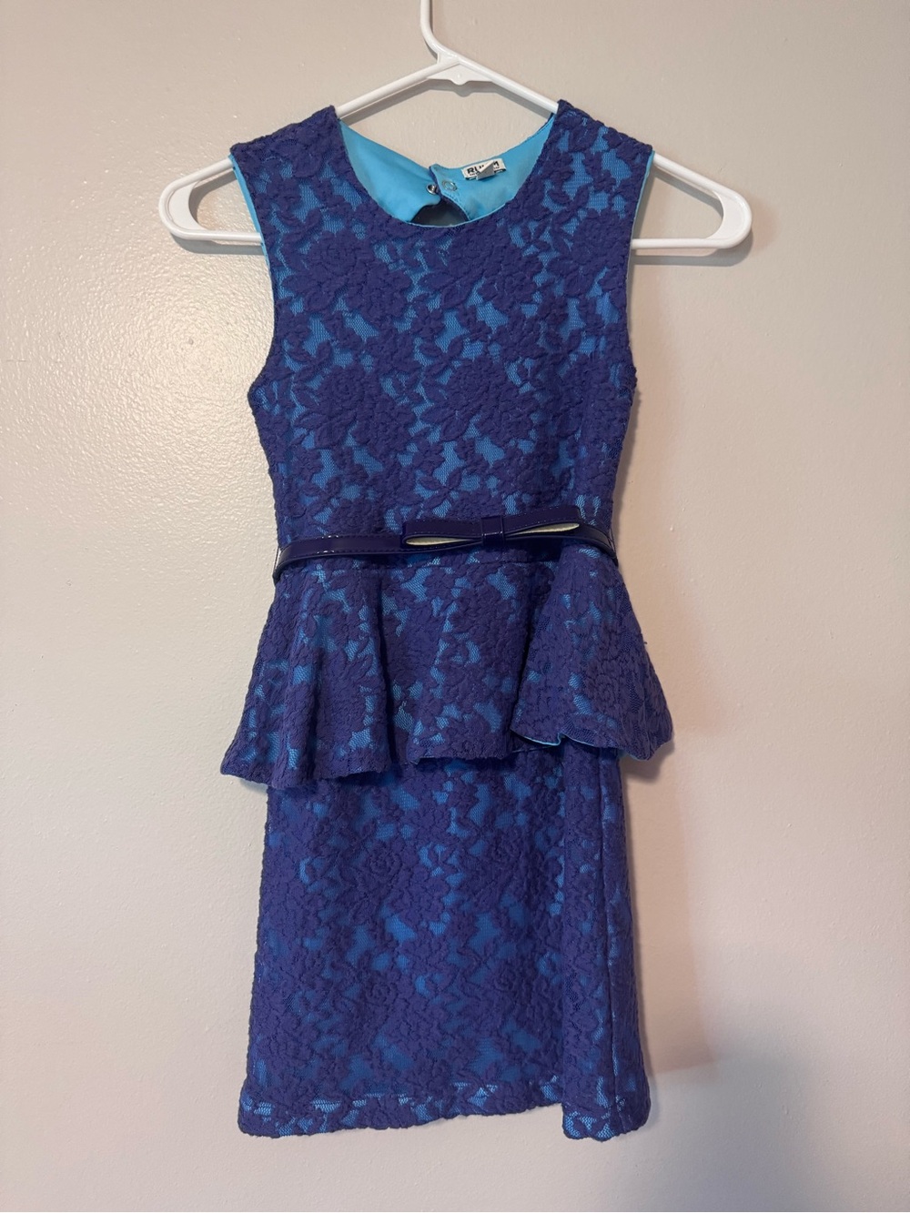 Ruum Purple Lace Peplum Dress with Belt